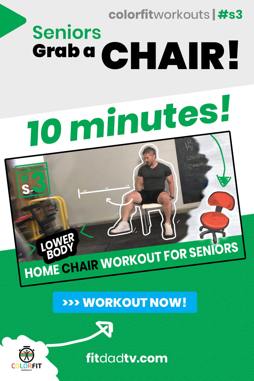 Seniors Chair Workout For LOWER BODY in 10 Minutes! Tristan Lewis